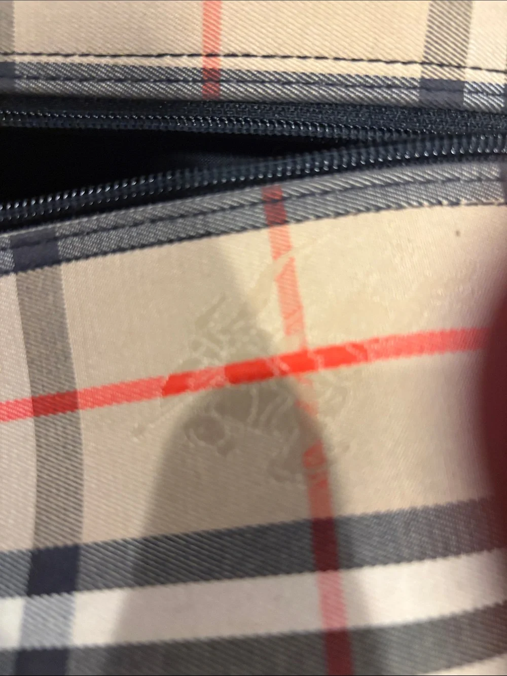 Burberry Beige Check golf shoe Bag with Black and Red Accents